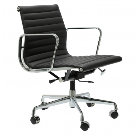 Kancelárske kreslo CH1171T čierna koža, chróm