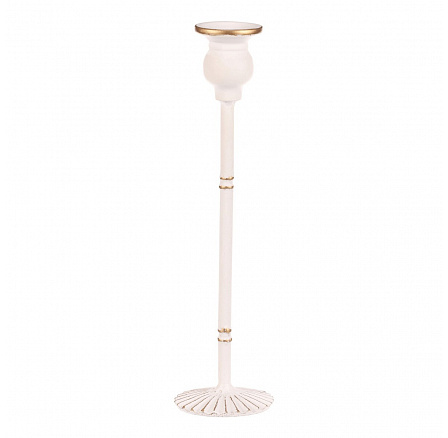Svícen kovový - 30 cm, na kónickou svíčku, bílý Svícen kovový - 30 cm, na kónickou svíčku, bílý