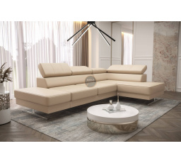 Rohová sedacia súprava EMPORIO MINI 300x180 prírodná koža - pravá, Béžová koža