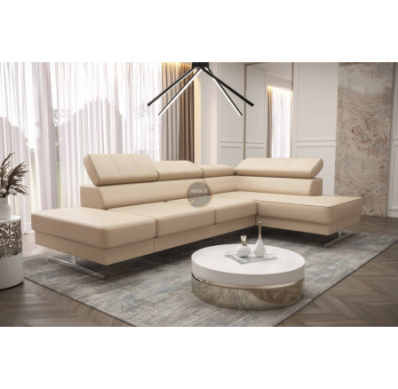 Rohová sedacia súprava EMPORIO MINI 300x180 prírodná koža - pravá, Béžová koža