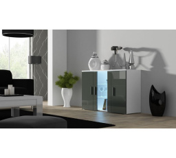 Komoda SOHO S-7, Biela/Sivý Lesk