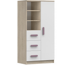 Regál 80 3S1D SMYK III - 05, Dub Sonoma/Biela/Vres