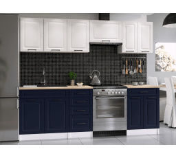 Kuchynská linka Ilona 240/180 biela/tmavá.modrá MAT