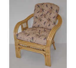 Ratanové kreslo Rio De Janeiro medové - poťah motív levanduľa