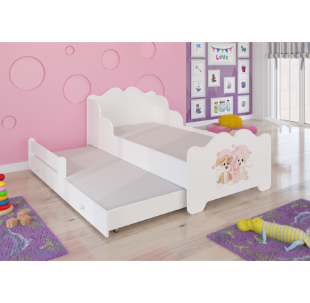 Manželská posteľ s matracom XIMENA II DOGS 160x80 White