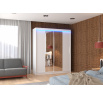 Posuvná skriňa so zrkadlom a LED osvetlením DALLAS 180 Biela+Biela
