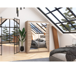 Šatní skriňa s posuvnými dverami, zrkadlom a LED osvetlením MAX 150 Truffle+Truffle