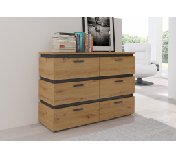 Komoda Faro - 6S čelá dub artisan - matera laminát /korpus dub artisan laminát