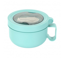 Okrúhly obedový box modrý s vidličkou