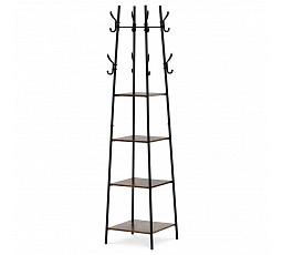 Vešiak so 4 policami, dekor staré drevo, MDF, čierny lak