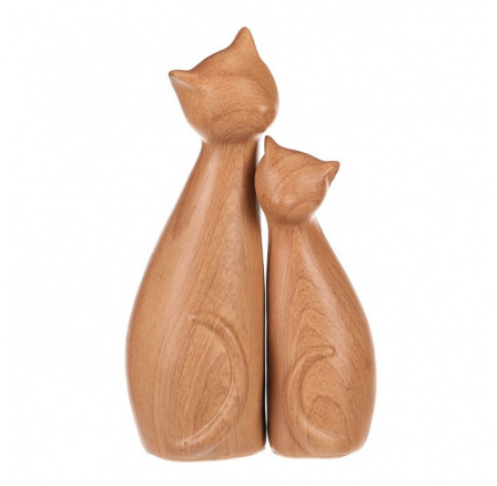 Kočky - polyresinové figurky, imitace dřeva, cena za sadu 2 ks Kočky - polyresinové figurky, imitace dřeva, cena za sadu 2 ks
