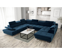 Rohová sedacia súprava GALAXY MAX I s funkciou spania 280x350x225 - modrá, ľavá