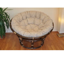 Ratanový papasan 130 cm hnedý - vankúš Ebony