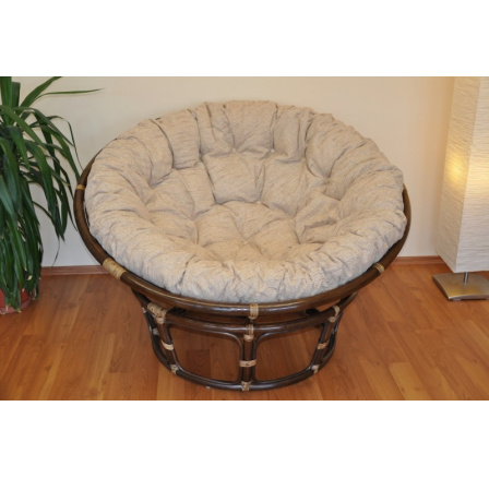 Ratanový papasan 130 cm hnedý - vankúš Ebony