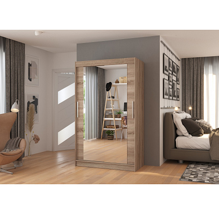 Posuvná skriňa so zrkadlom TIBAGO 120 Truffle+Truffle