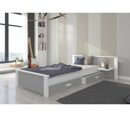 Posteľ ALDEX SHELF 200x90 Biela+Svetlosivá