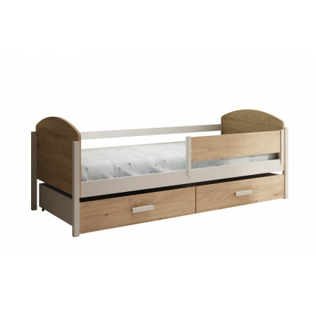 Detská posteľ Kalia 200x90 s matracom Biela+Dub