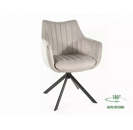 Jedálenská otočná stolička AZALIA VELVET, Sivý Bluvel 03/Čierna