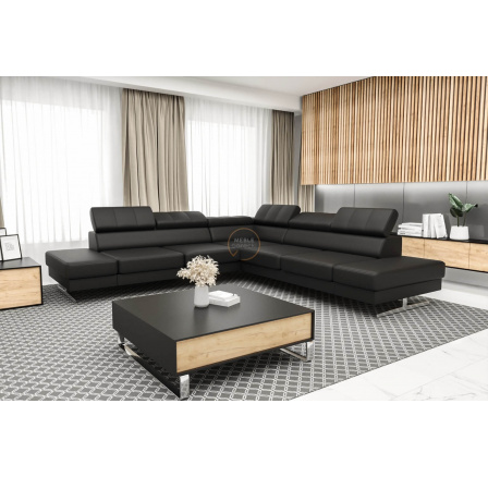 Rohová sedacia súprava EMPORIO MAX 300 x 300 - čierna eko koža