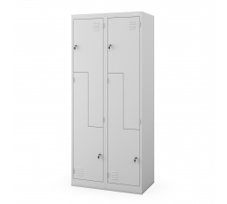 Kovová uzamykateľná šatníková skriňa na odevy štvorpriestorová JULIA, 800 x 1850 x 450 mm, sivá