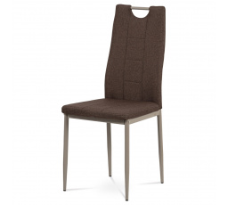 Jedálenská stolička, hnedá látka, kovový lesk cappuccino