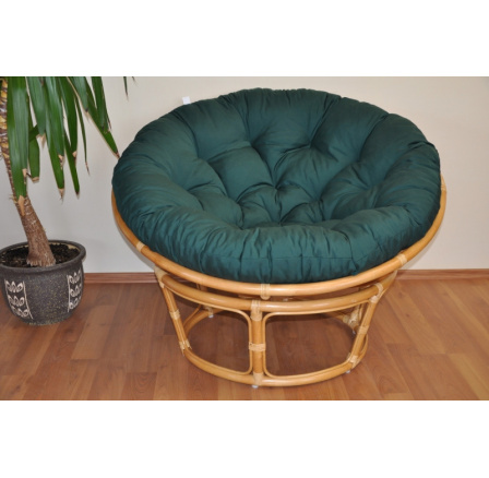 Ratanový papasan 110 cm medový vankúš zelený dralon Ratanový papasan 110 cm medový vankúš zelený dralon