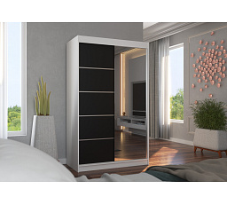 Posuvná skriňa so zrkadlom NICEA 120 Biela+Čierna