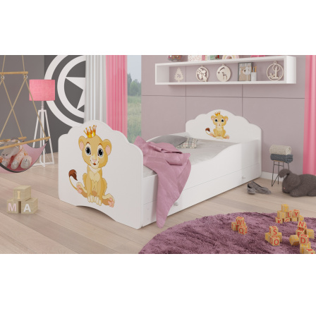 Posteľ s matracom a zásuvkou CASIMO LION 140x70 Biela Posteľ s matracom a zásuvkou CASIMO LION 140x70 Biela