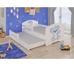 Manželská posteľ so zábranami a matracom PEPE II BLUE BEAR 160x80 Biela