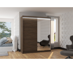 Posuvná skriňa so zrkadlom a LED osvetlením VIKI 180 Choco+Choco