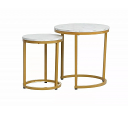 Konferenčný stôl HOLA, efekt bieleho mramoru/zlatá