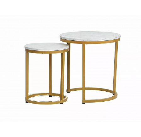 Konferenčný stôl HOLA, efekt bieleho mramoru/zlatá