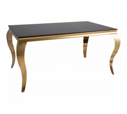Jedálenský stôl PRINCE, Čierne sklo/Zlatá