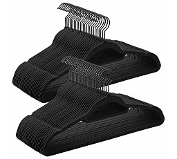 Sametová ramínka, plast, černá, set 50 ks, ASR-E1021 BK