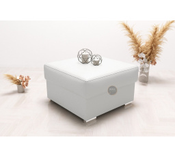 Taburet s úložným priestorom 70×70 - biela eko koža