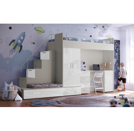 Vyvýšená posteľ PARADISE 5, Kašmír Biela Lesk