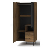 Šatníková skriňa PRESTIGO - P1, Warmia Walnut/San Sebastian/čierny mat