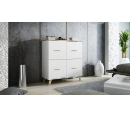 Komoda LOTTA 110 4D, Biela/Dub sonoma