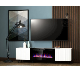 Komoda s vstavaným krbom PAFOS RTV 180, Biela MAT