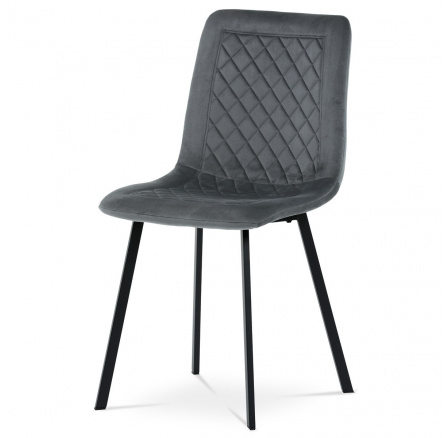 Jedálenská stolička, sivý zamat, čierny matný kov