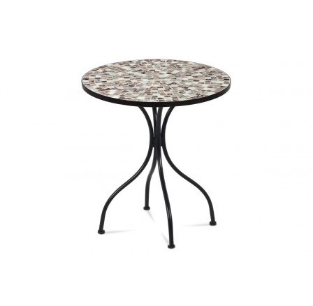 Záhradný stôl, keramická mozaiková doska, kov, čierny lak (dizajn k stoličke JF2207)