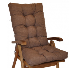 Vankúš pre vysoké záhradné kreslo z teakového dreva - hnedá látka