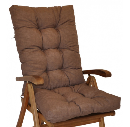 Vankúš pre vysoké záhradné kreslo z teakového dreva - hnedá látka