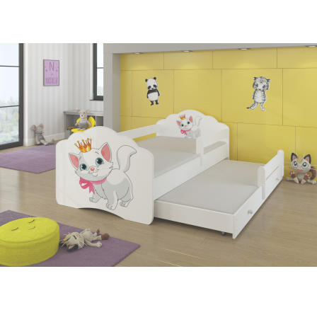 Manželská posteľ so zábranami a matracom CASIMO II CAT 160x80 White