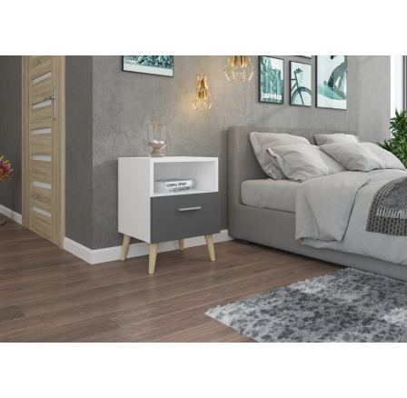 Nočný stolík so zásuvkou LOGAN White+Gray Nočný stolík so zásuvkou LOGAN White+Gray