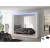 Posuvná skriňa so zrkadlom a LED osvetlením CHESTER 250 Biela+Biela