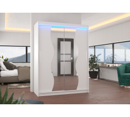 Posuvná skriňa so zrkadlom a LED osvetlením RENZO 150 Biela+Biela