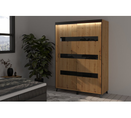 Posuvná skriňa SOLANO 150 Artisan+Black s LED osvetlením