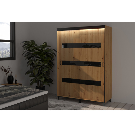 Posuvná skriňa SOLANO 150 Artisan+Black s LED osvetlením