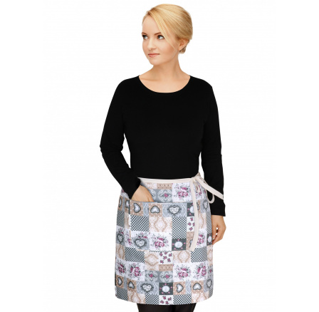 Kuchynská zástera do pása patchwork love